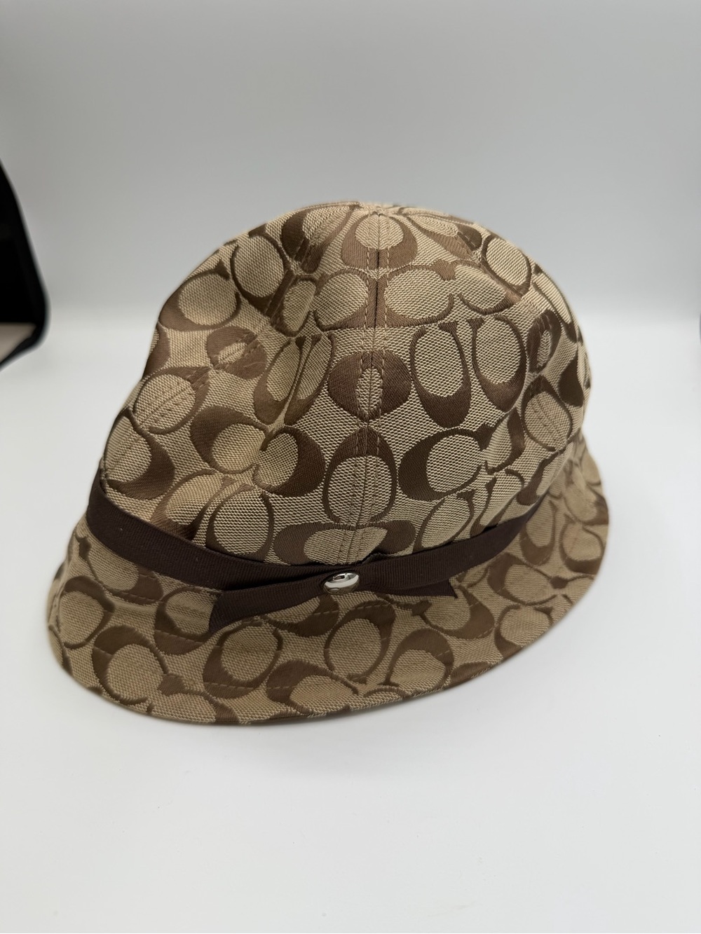 Coach Monogram Brown & Tan Bucket Hat for Men